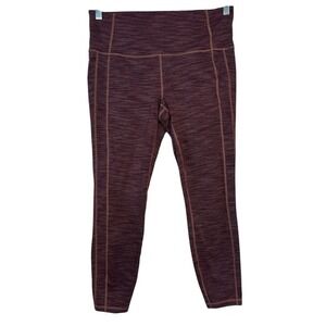 Athleta Power Up Leggings Size Large Purple/Maroon‎ Striped Women's Athletic